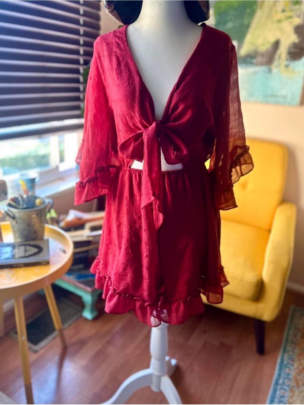 Dreamy & romantic red romper for the fairycore girlies